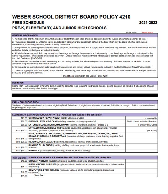 weber school district fees 1