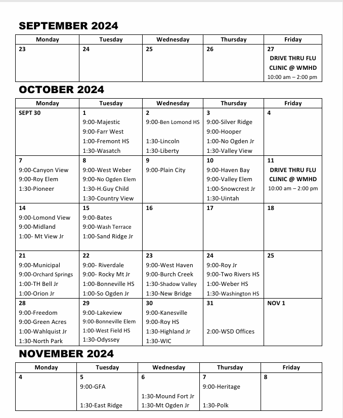 flu calendar